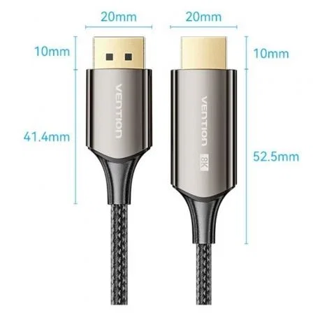 Vention Cable Conversor Adaptador DisplayPort 1.4 a HDMI 2.1 HFPBAC 8K@60Hz 4K@144Hz 1.8m Negro